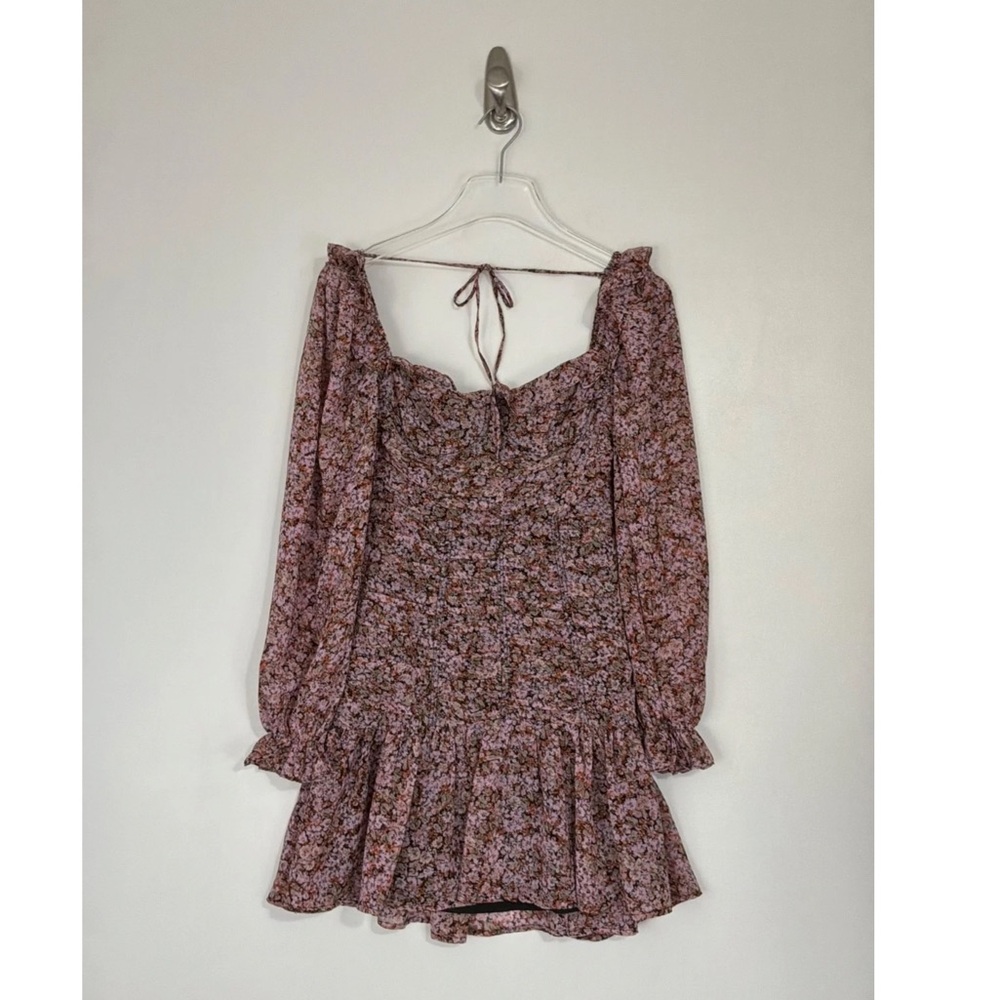 Astr Floral Smocked Mini Dress - Pink Mauve